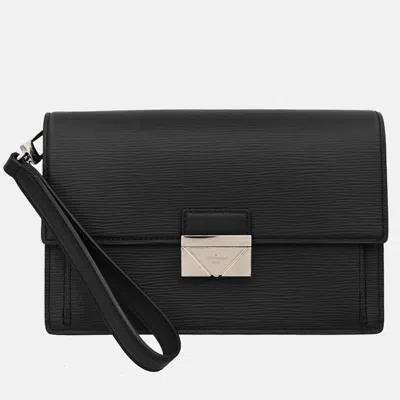 Pre-owned Louis Vuitton Black Epi Pochette Thames Clutch Bag