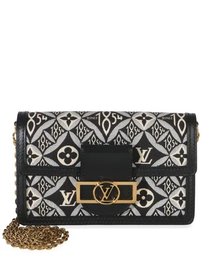 Pre-owned Louis Vuitton Black Fabric Jacquard Since 1854 Dauphine Chain Wallet (authentic Pre-loved)