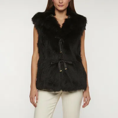 Pre-owned Louis Vuitton Black Fur Reversible Hooded Vest S