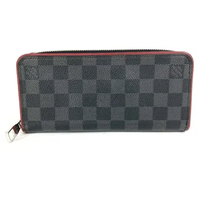 Pre-owned Louis Vuitton Black Galle Red Color Damier Graphite Long Wallet (bi-fold) ()
