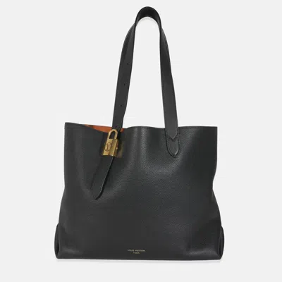 Pre-owned Louis Vuitton Black Grained Calfskin Low Key Cabas Mm