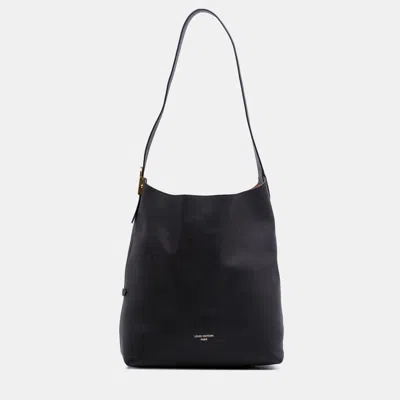 Pre-owned Louis Vuitton Black Grained Calfskin Low Key Hobo Mm
