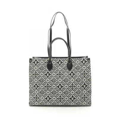 Pre-owned Louis Vuitton Black Gray Canvas Leather Tote Bag ()
