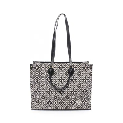 Pre-owned Louis Vuitton Black Gray Canvas Leather Tote Bag () In Multi