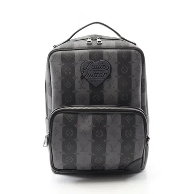 Pre-owned Louis Vuitton Black Gray Coated Canvas Backpack () In Multi