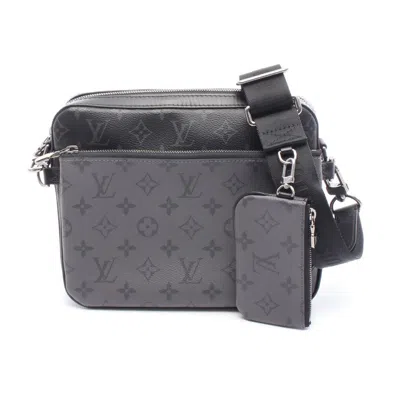 Pre-owned Louis Vuitton Black Gray Coated Canvas Leather Shoulder Bag () In Multi