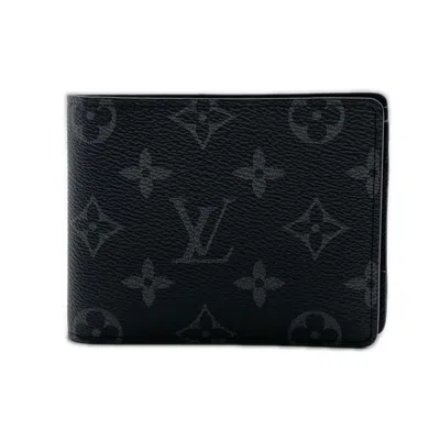 Pre-owned Louis Vuitton Black Gray Coated Canvas Leather Wallet (bi-fold) () In Black, Gray