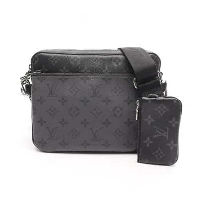 Pre-owned Louis Vuitton Black Gray Coated Canvas Pvc Leather Shoulder Bag ()
