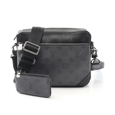 Pre-owned Louis Vuitton Black Gray Coated Canvas Pvc Leather Shoulder Bag ()