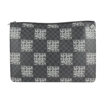 Pre-owned Louis Vuitton Black Gray Damier Graphite Clutch Bag () In Black, Gray