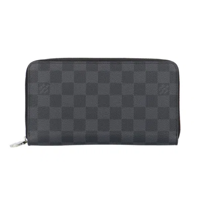 Pre-owned Louis Vuitton Black Gray Damier Graphite Long Wallet (bi-fold) () In Multi