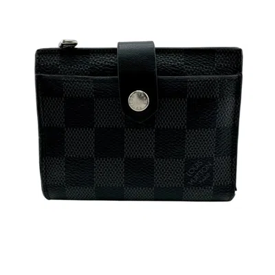 Pre-owned Louis Vuitton Black Gray Leather Wallet (bi-fold) () In Multi