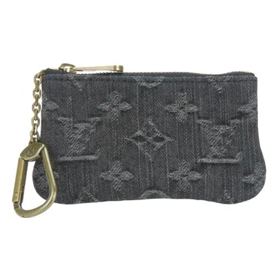 Pre-owned Louis Vuitton Black Gray Monogram Denim Coin Purse/coin Case () In Multi