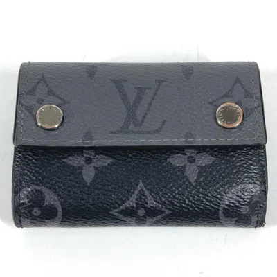 Pre-owned Louis Vuitton Black Gray Monogram Eclipse Canvas Wallet (tri-fold) () In Multi