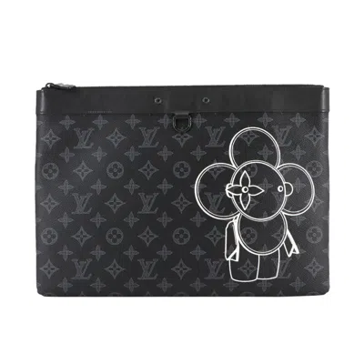 Pre-owned Louis Vuitton Black Gray Monogram Eclipse Monogram Eclipse Clutch Bag Pochette ()