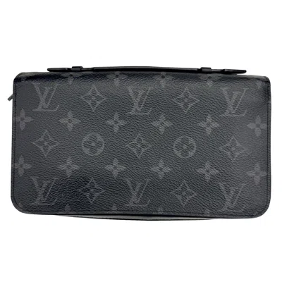 Pre-owned Louis Vuitton Black Gray Monogram Eclipse Monogram Eclipse Long Wallet (bi-fold) () In Multi