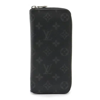 Pre-owned Louis Vuitton Black Gray Monogram Eclipse Monogram Eclipse Long Wallet (bi-fold) () In Multi