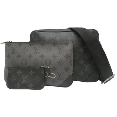 Pre-owned Louis Vuitton Black Gray Monogram Eclipse Monogram Eclipse Monogram Reverse Pouch Shoulder Bag (pre-