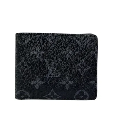 Pre-owned Louis Vuitton Black Gray Monogram Eclipse Monogram Eclipse Wallet (bi-fold) () In Black, Gray, Monogram Eclipse