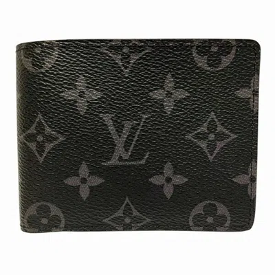 Pre-owned Louis Vuitton Black Gray Monogram Eclipse Wallet (bi-fold) () In Multi