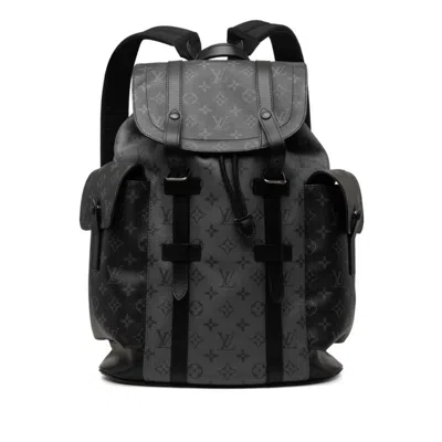 Pre-owned Louis Vuitton Black Gray Pvc Leather Backpack () In Black, Gray