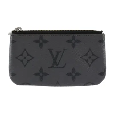 Pre-owned Louis Vuitton Black Gray Pvc Leather Coin Purse/coin Case () In Multi