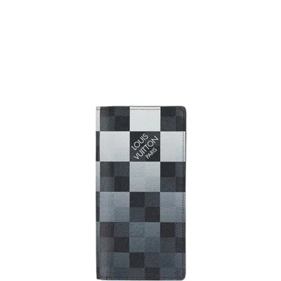 Pre-owned Louis Vuitton Black Gray Pvc Leather Long Wallet (bi-fold) () In Multi