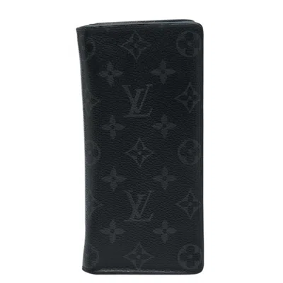Pre-owned Louis Vuitton Black Gray Pvc Leather Long Wallet (bi-fold) () In Black, Gray