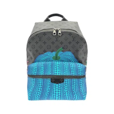 Pre-owned Louis Vuitton Black Gris Coated Canvas Backpack () In Black, Gris