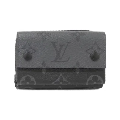Pre-owned Louis Vuitton Black Gris Coated Canvas Coin Purse/coin Case ()