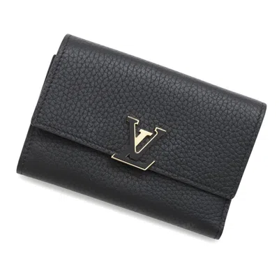 Pre-owned Louis Vuitton Black Hot Pink Noir Leather Wallet (tri-fold) ()