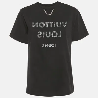 Pre-owned Louis Vuitton Black Icons Print Cotton Crewneck T-shirt M