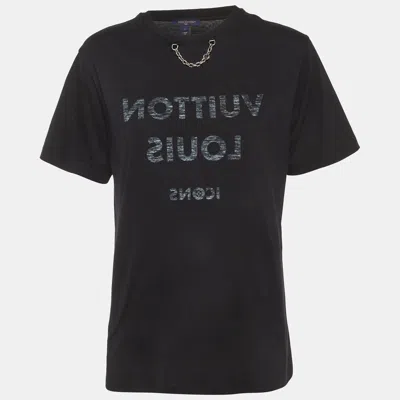 Pre-owned Louis Vuitton Black Icons Printed Cotton Crewneck T-shirt L