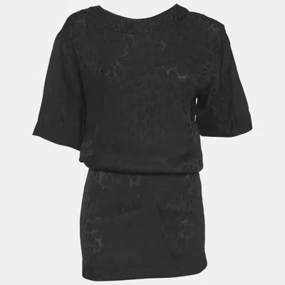 Pre-owned Louis Vuitton Black Jacquard Mini Dress S