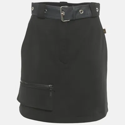 Pre-owned Louis Vuitton Black Jersey Belted Mini Skirt M
