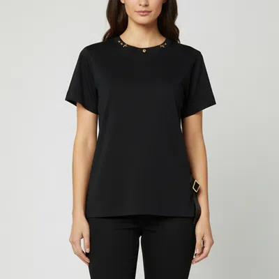 Pre-owned Louis Vuitton Black Jersey Neck Detail Side Strap T-shirt S