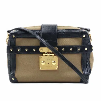 Pre-owned Louis Vuitton Black Khaki Canvas Leather Shoulder Bag () In Black, Khaki