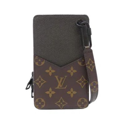 Pre-owned Louis Vuitton Black Khaki Marron Coated Canvas Leather Shoulder Bag ()