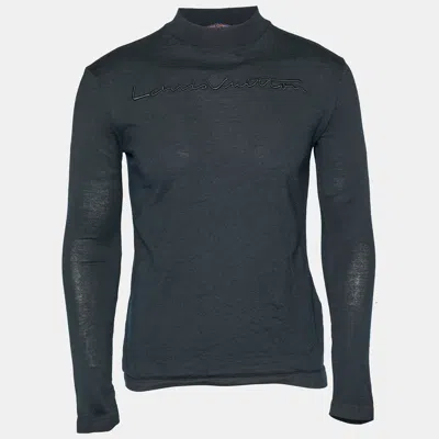 Pre-owned Louis Vuitton Black Knit Embroidered Logo Sweater S