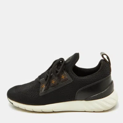 Pre-owned Louis Vuitton Black Knit Fabric And Monogram Canvas Aftergame Sneakers Size 38