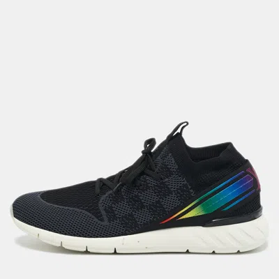 Pre-owned Louis Vuitton Black Knit Fabric Fastlane Lace Up Sneakers Size 44