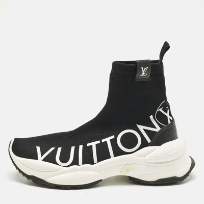 Pre-owned Louis Vuitton Black Knit Fabric Run 55 Sneakers Size 38