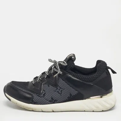 Pre-owned Louis Vuitton Black Leather And Mesh Aftergame Low Top Sneakers Size 36