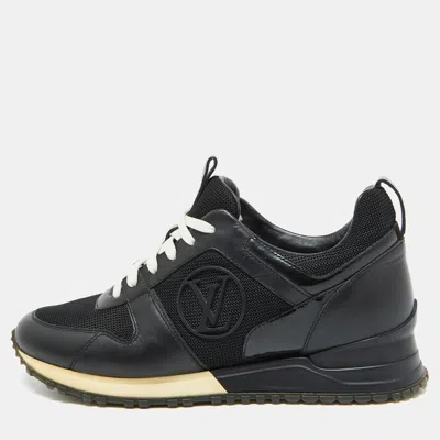 Pre-owned Louis Vuitton Black Leather And Mesh Run Away Sneakers Size 36.5