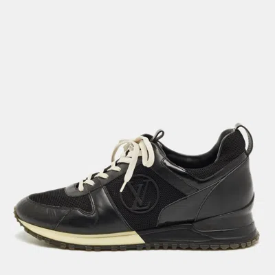 Pre-owned Louis Vuitton Black Leather And Mesh Run Away Sneakers Size 39.5