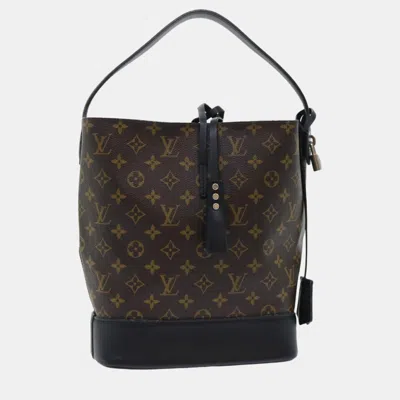 Pre-owned Louis Vuitton Black Leather And Monogram Canvas Idole Top Handle Bag