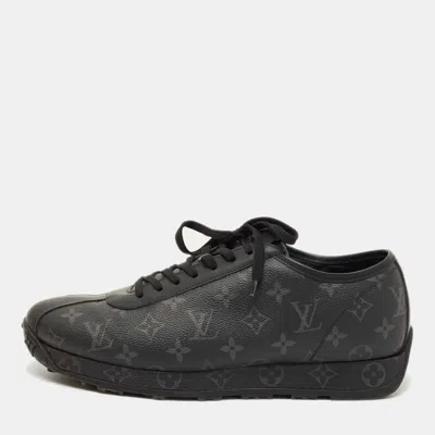 Pre-owned Louis Vuitton Black Leather And Monogram Canvas Wilderness Sneaker Size 45