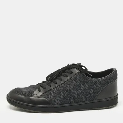 Pre-owned Louis Vuitton Black Leather And Neoprene Offshore Lace Up Sneakers Size 43