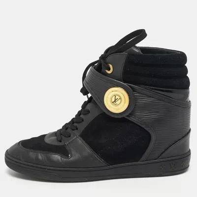 Pre-owned Louis Vuitton Black Leather And Patent Leather High Top Sneakers Size 38.5