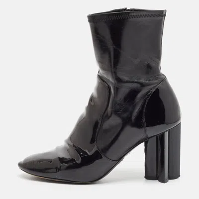Pre-owned Louis Vuitton Black Leather And Patent Leather Silhouette Ankle Length Boots Size 41